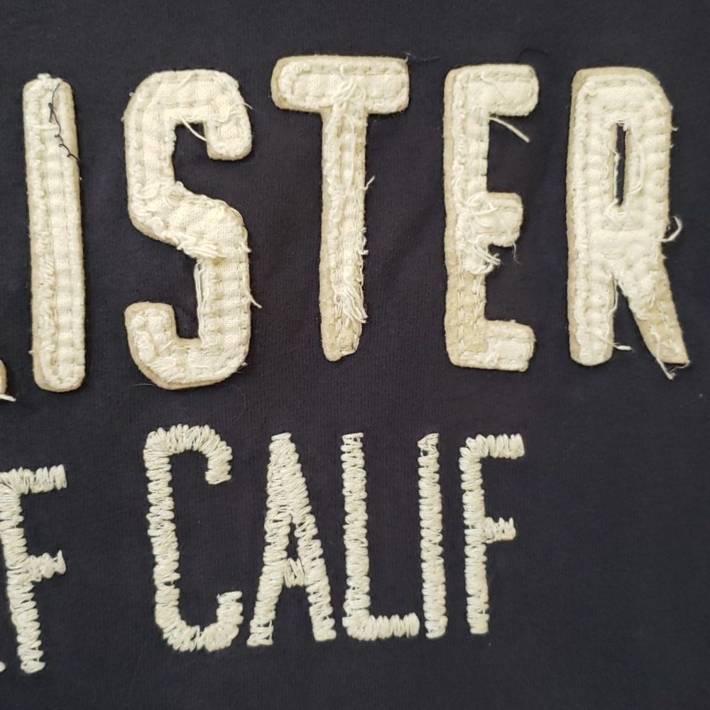 Hollister Dark Blue Surf Graphic T-Shirt Men’s L Spellout Distressed Y2K Vtg - Picture 4 of 5